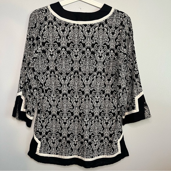 Marisa Christina Women’s Linen Blouse Tunic Size S Black White Unique Design - Picture 7 of 7